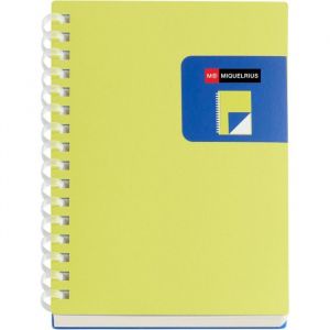Carnet - A6 - 106x145mm - 80 pages blanches - Spirales - Jaune/Bleu - Miquelrius