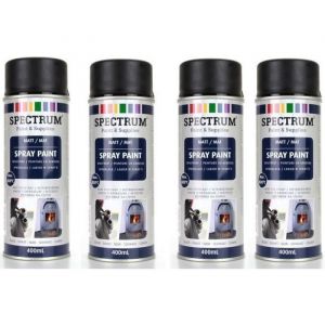 Peinture Aérosol - Haute Température - Noir Mat - 800°C - Lot de 4 - 400 ml par bombe
