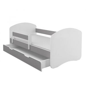 Lit Enfant Bébé 180x80 + TIROIR Matelas Sommier Gratuite GRIS ACMA II