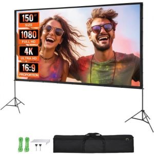 Écran de Projection sur Pied - VEVOR - Toile de Projection sur Trépied Portable 150 pouces 16:9 pour Vidéoprojecteur