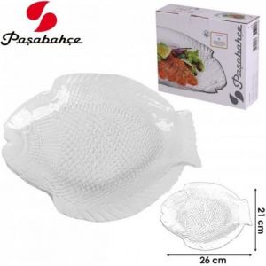 Assiette Service à Poisson en Verre Transparent (lot de 6) – Plat à poissons Design Forme Poisson – L.26 x l.21 cm