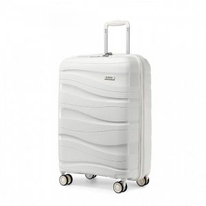 Kono Valise Cabine Grande 76x50x31cm Rigide Polypropyl&egrave;ne L&eacute;ger Portable Valise de Voyage &agrave; 4 roulettes et Serrure TSA 100L Blanc