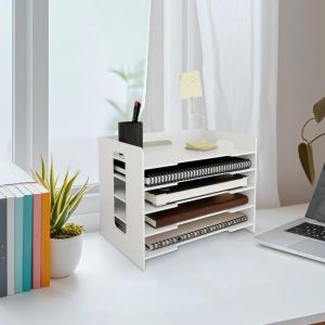 SUPFINE 5 Niveaux Organiseur de Bureau Banette Trieur Bac &agrave; Courrier Module de Rangement Organisateur de Papier Casier A4