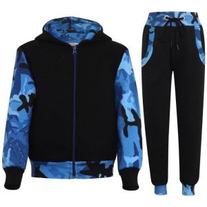 Survêtement Enfant Camouflage - Haut et Bas Jogging - Manches longues - Camo bleu