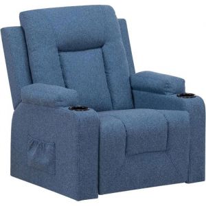 Fauteuil Relaxant MassantFauteuil salon Pivotant en Cuir Bleu