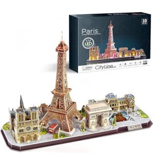 Puzzle 3D Paris Tour Eiffel Notre Dame Louvre Arc de Triomphe - ZGEER - 115 pièces - LED