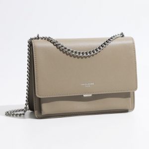 David Jones - Sac Bandouli&egrave;re Femme - Besace Sacoche Pochette Petit Sac &agrave; Main Port&eacute; Epaule Simili Cuir Cha&icirc;nes Mode - Beige