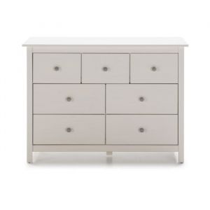 Commode meuble de rangement en pin coloris blanc - Longueur 110 x Profondeur 40 x Hauteur 80 cm