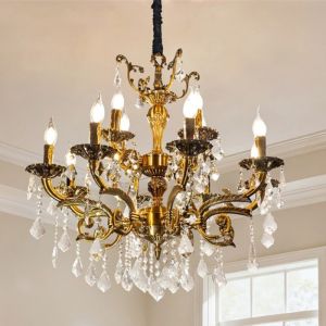 Lustre Cristal pour Salon Vintage - Lustre Baroque en Alliage de Zinc Lustres &Eacute;clairage LED 12 E14 pour Chambre - 77x120cm