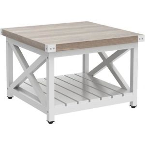 YITAHOME Table basse carrée 2 Etagère Rangement Salon Séjour Salon Chambre 80 x 80 x 45 cm