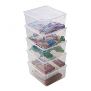 Lot de 5 boites de rangement en plastique avec couvercle Sundis CLEAR BOX 18L L.40 x l.335 x h.17 cm Transparent