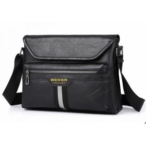 Sac messager en cuir pour homme sac à bandoulière vintage sac à bandoulière pour voyage randonnée et travail (noir)