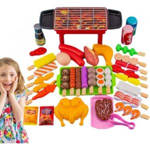 Jeu De Barbecue pour Enfant Jouet Barbecue Enfant Et Accessoires Ensemble De Jouet De Cuisine BBQ Alimentaire Ustensiles