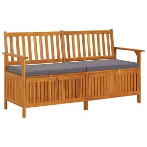 UU Coffre de Rangement Extérieur Banc de rangement avec coussin 148 cm Bois dacacia solide FR96666
