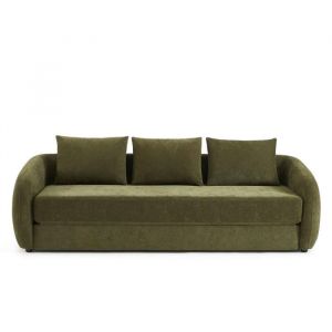 Canapé droit PAZ déplimousse 3 places tissu chenille vert