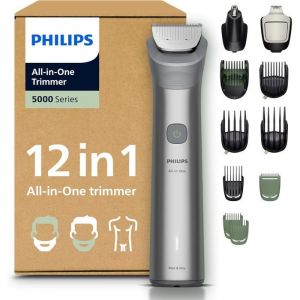Tondeuse Philips Multigroom s&eacute;rie 5000 MG5952/30 - 12 accessoires lames auto-aff&ucirc;t&eacute;es
