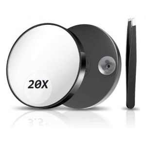 Miroir Grossissant 10x Miroir de Rasage 20x 30x Petit Miroir Rond avec Ventouse pour Soins du Visage Label