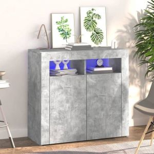 SALE 2025Meuble bas bahut vaisselier - Buffet avec lumi&egrave;res LED - Gris b&eacute;ton - 80x35x75 cm30 Kg 2866