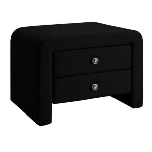 Table de chevet Houston - Noir - 2 tiroirs - Polyuréthane