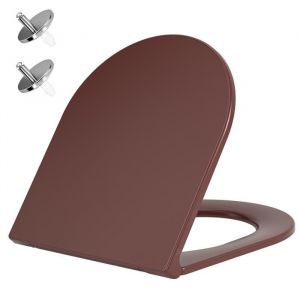 AquaWise Abattant WC avec Frein de Chute R&eacute;sine Duroplast Antibact&eacute;rienne Charni&egrave;res Inoxydables D&eacute;montage Rapide Rouge carmin