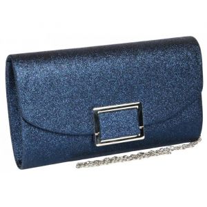 Pochette c&eacute;r&eacute;monie-Nyls Cr&eacute;ation-Grande Pochette Femme Bleue Brillante Mariage Soiree Jolya - Bleu