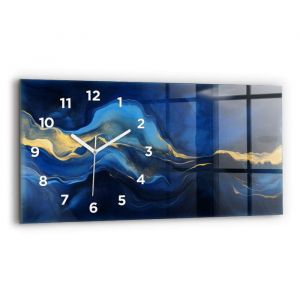 Decortapis Horloge murale en verre Horloge Rectangulaire 60x30cm Marbre bleu