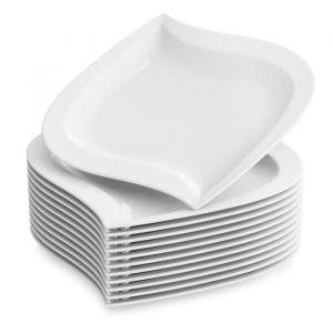 12pcs Assiettes &agrave; Dessert 21.5cm Porcelaine Vaisselles Assiette &agrave; G&acirc;teau Carr&eacute; Plat Service de Table Malacasa S&eacute;rie ELVIRA