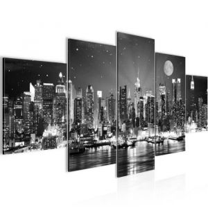 Runa art Tableau D&eacute;coration Murale La ville de New York 150x75 cm - 5 Panneaux Deco Toile Pr&ecirc;t &agrave; Accrocher 605253c