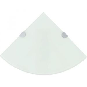 Etagère dangle murale en verre trempé blanc 25x25cm - Supports chromés - Capacité de poids 15kg