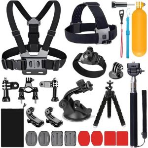 Accessoire de caméra daction 20 en 1 pour GoPro Hero 13 12 11 10 9 8 Max 7 6 5 4 Noir GoPro 2018 Session Fusion Silver White