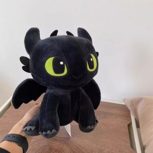 Peluche -YIBUJIAZU-Poupée Krokmou Chat mignon en peluche Poupée chat noir Light Sha Non a- jouets cadeaux pour enfants