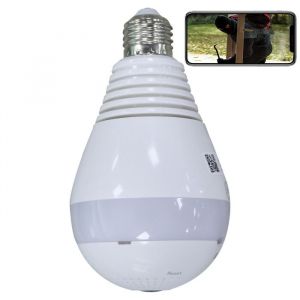 Ampoule Caméra Espion HD 1.3Mp 360° Voix Bidirectionnelle IP Wifi Vision Infrarouge + SD 4Go YONIS