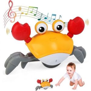 B&eacute;b&eacute; Jouet de Crabe Rampant Ont de la Musique et des Lumi&egrave;res LEDavec la D&eacute;tection Automatique pour Eviter Les Obstacles(Orange)