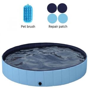 Yaheetech Piscine pour Chien Pliable XXL 160 x 30 cm Baignoire Baignade Portable Bain Animal Ext&eacute;rieur Int&eacute;rieur Antid&eacute;rapant