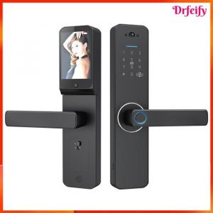 Akozon Poign&eacute;e de verrouillage intelligente Smart Lock Avec 120&deg; Grand Angle De La Cam&eacute;ra Et Smart Sonnette outillage portail Noir