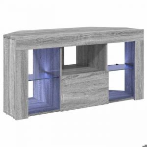 Meuble TV LED dangle - vidaxl - Gris Sonoma - 100x40x50 cm - Bois ding&eacute;nierie - 4 &eacute;tag&egrave;res - Montage mural