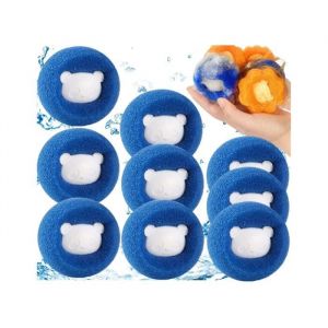 9 pcs Poils Machine a Laver Boule Anti Poils Machine a Laver Anti Poil Machine &agrave; Laver R&eacute;utilisable Ramasse Poils Animaux - sh