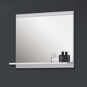 Miroir de salle de bain avec tablette - Blanc - 60cmx50cm - MDF