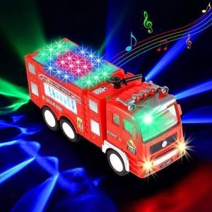 CAMION DE POMPIERS avec Lumi&egrave;res Sons Voiture Pompier Jouets avec 4D LED V&eacute;Hicules Jouet de Camion pour Enfant Gar&ccedil;ons-ECTEATOY