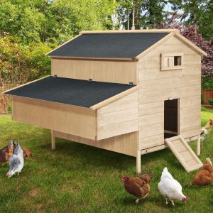 IDMARKET Poulailler chalet XXL pour poules avec pondoir en bois