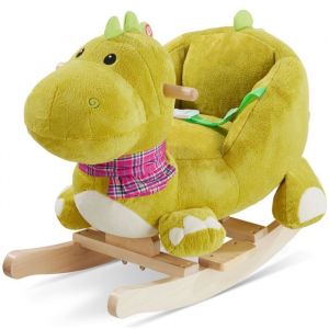 Jouet &agrave; bascule - TECTAKE - Dinosaure &agrave; bascule avec housse en peluche &agrave; partir de 12 mois 35 x 70 x 50 cm - Vert