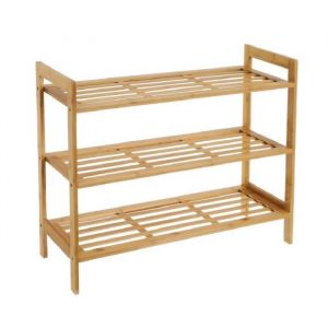 Meuble &agrave; chaussures en bambou coloris naturel - Longueur 70 x Profondeur 26 x Hauteur 50 cm-JUANIO