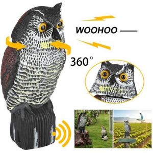 &Eacute;pouvantail - GaoDiRiYong - Hibou Rotatif - Protection Jardin - R&eacute;aliste - Plastique Gris
