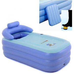 Baignoire Gonflable Pliante en PVC - D&eacute;tachable - Adulte - Bleu
