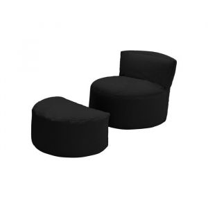 Loft 25 Fauteuil pouf de jeu pour le enfants - Pouf chaise avec repose-pieds - Pouf poire résistant à leau pour salon - Noir