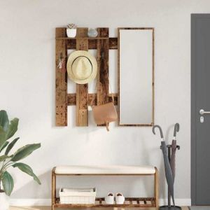 (ON SALE)Etag&egrave;re suspendue/Meuble flottante Porte-manteau mural Montage mural - Bois ancien - 100x10x100 cm EU746754
