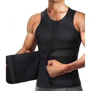 Gilet de Sudation Homme Sauna N&eacute;opr&egrave;ne Ceinture de Sudation Fitenes Sports D&eacute;bardeur - Noir