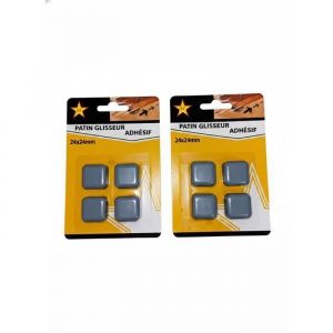 Cobye - Lot de 8 patins adh&eacute;sifs t&eacute;flon 20x20 mm &ndash; Patins meubles carr&eacute;s anti rayure et anti glisse