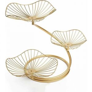 Corbeille &agrave; fruits &agrave; 3 &eacute;tages corbeille &agrave; fruits dor&eacute;e corbeille &agrave; fruits d&eacute;corative livr&eacute;e avec une assiette &agrave; fruits dor&eacute;e--