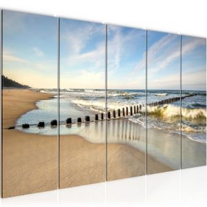 Runa art Tableau D&eacute;coration Murale Plage Mer 150x60 cm - 5 Panneaux Deco Toile Pr&ecirc;t &agrave; Accrocher 025256a